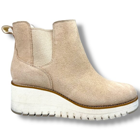 Cole Haan ZeroGrand Suede City Wedge Boots Beige Size 8 Casual Minimalist - Picture 4 of 13